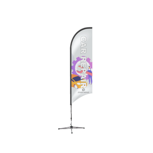 Custom Car Repair Outdoor Concave Razor Shape Feather Flag