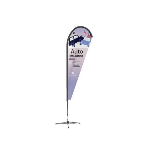 Double Sided Auto Insurance Teardrop Shape Feather Flag