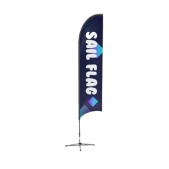 Uma bandeira de penas com as palavras “bandeira de vela”.